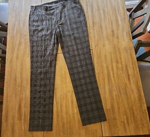Calvin Klein Gray Dress Pants with Plaid Design